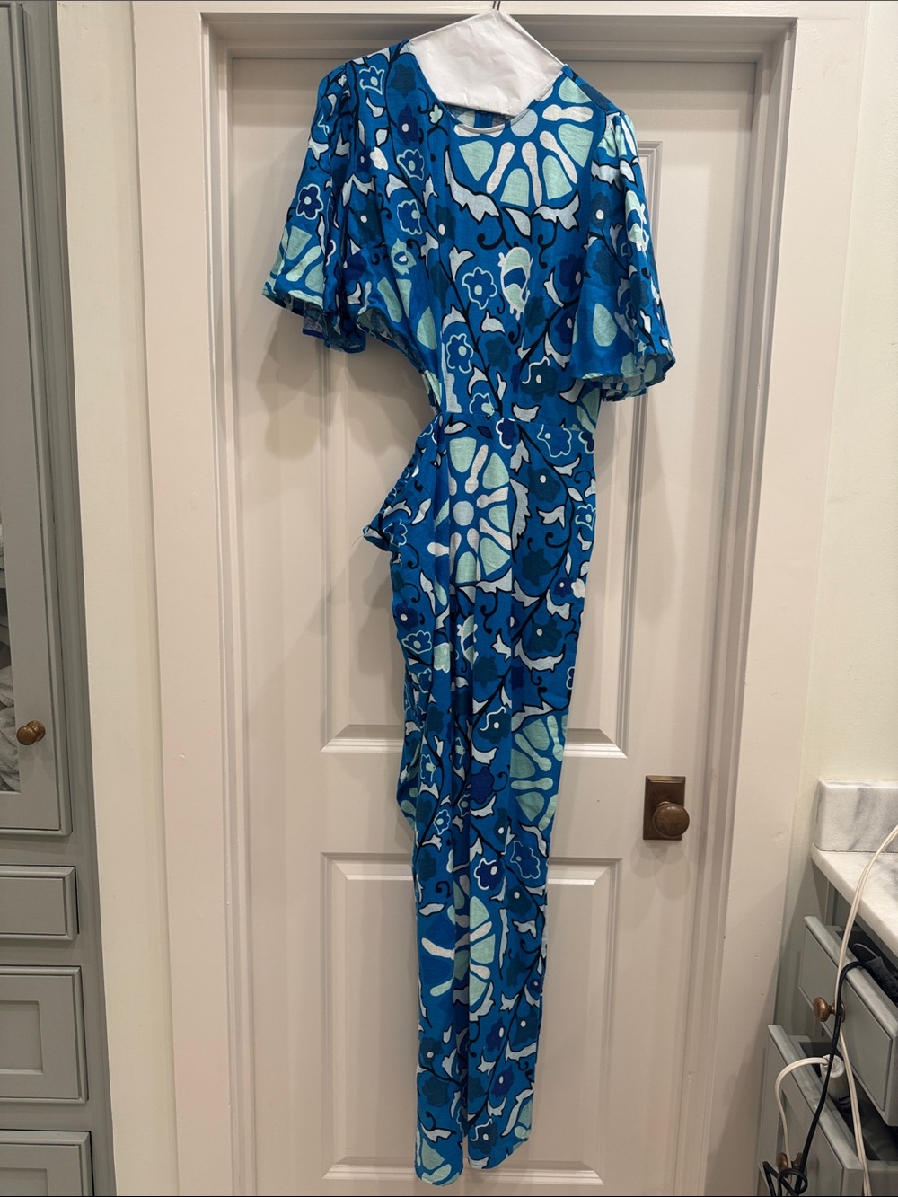 RHODE Blue Floral Print Wide-Leg Jumpsuit